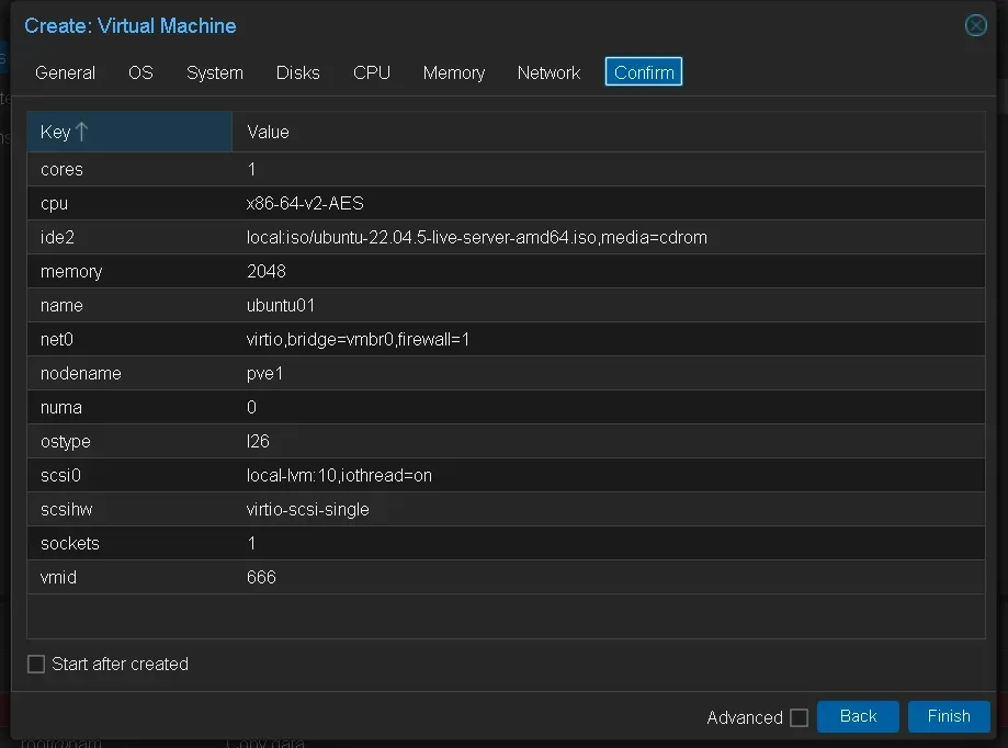 Konfirmasi pembuatan VM