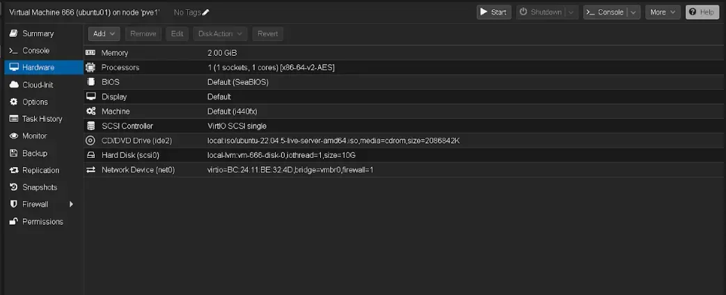 Menjalankan console VM