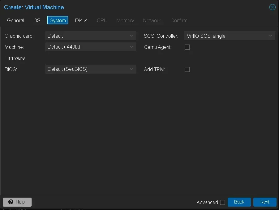 Pengaturan System VM