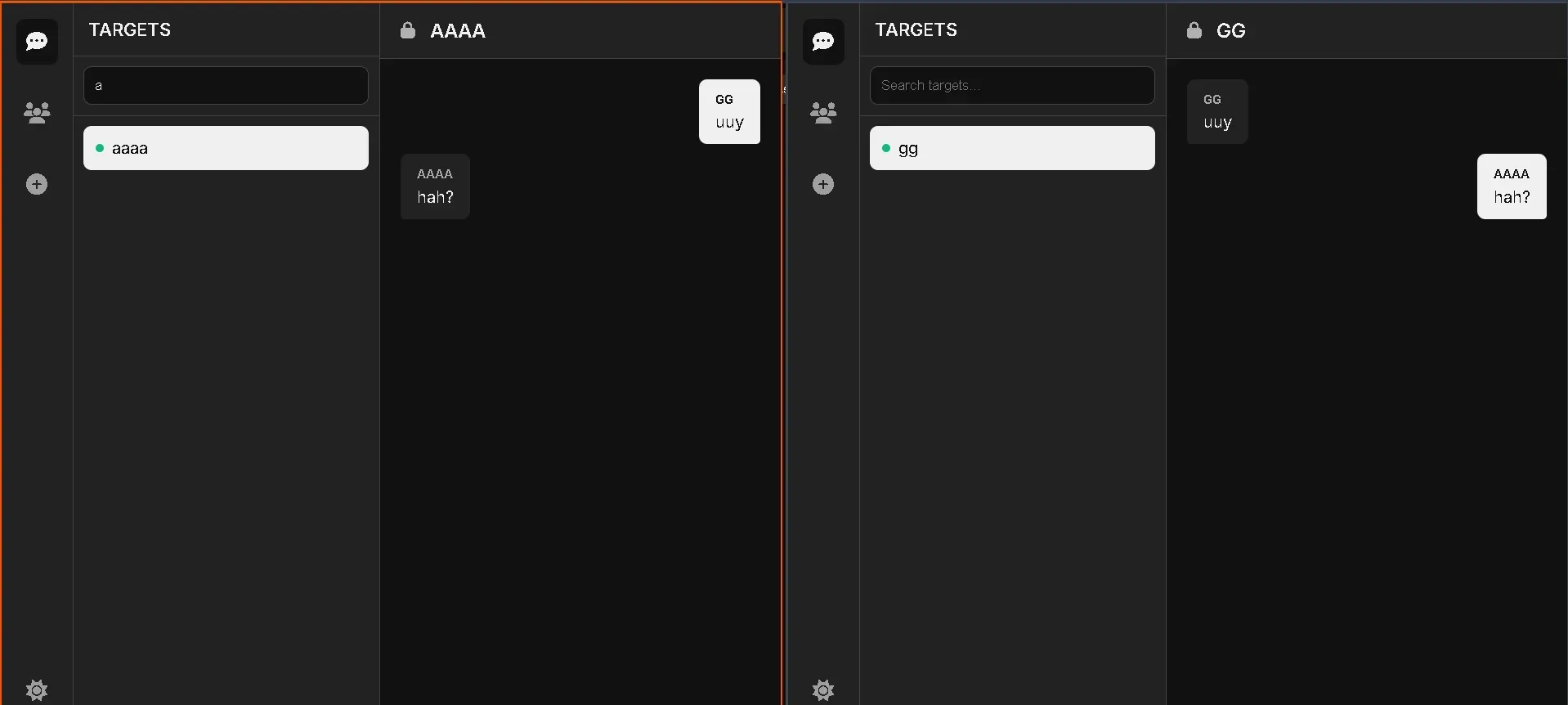 Tampilan Chat Aktif Dua Pengguna